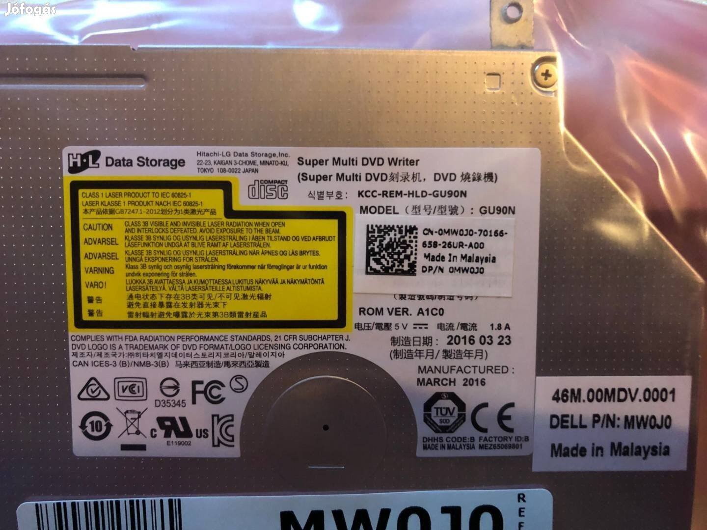 Új - Dell Inspiron 5748 5749 DVD meghajtó szettben MW0J0 0MW0J0 Wjyc7