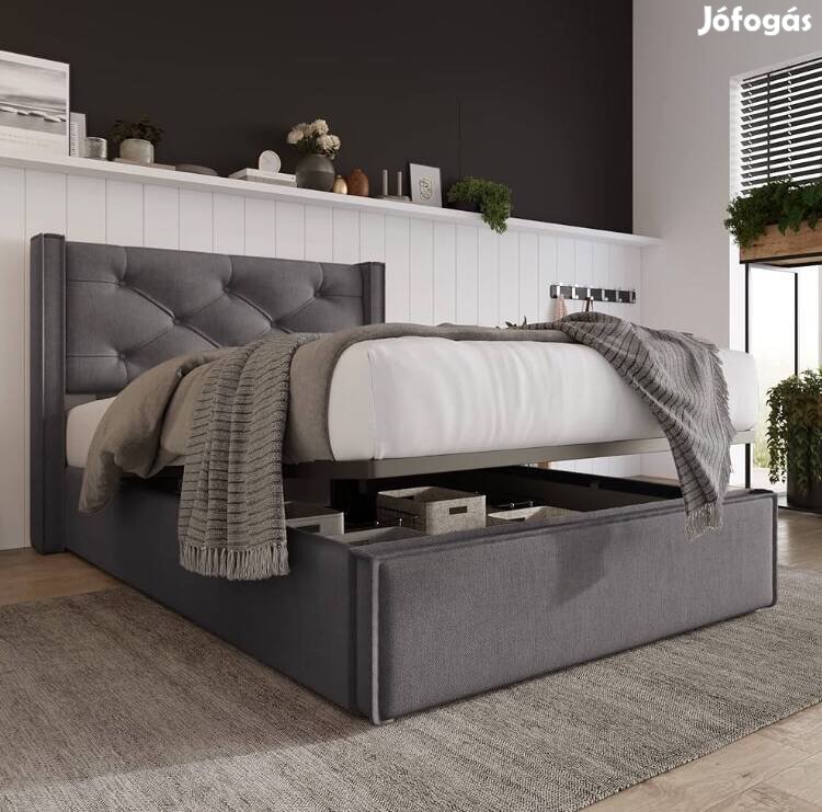 Új!! Modern kárpitozott ágy ágyneműtartóval
