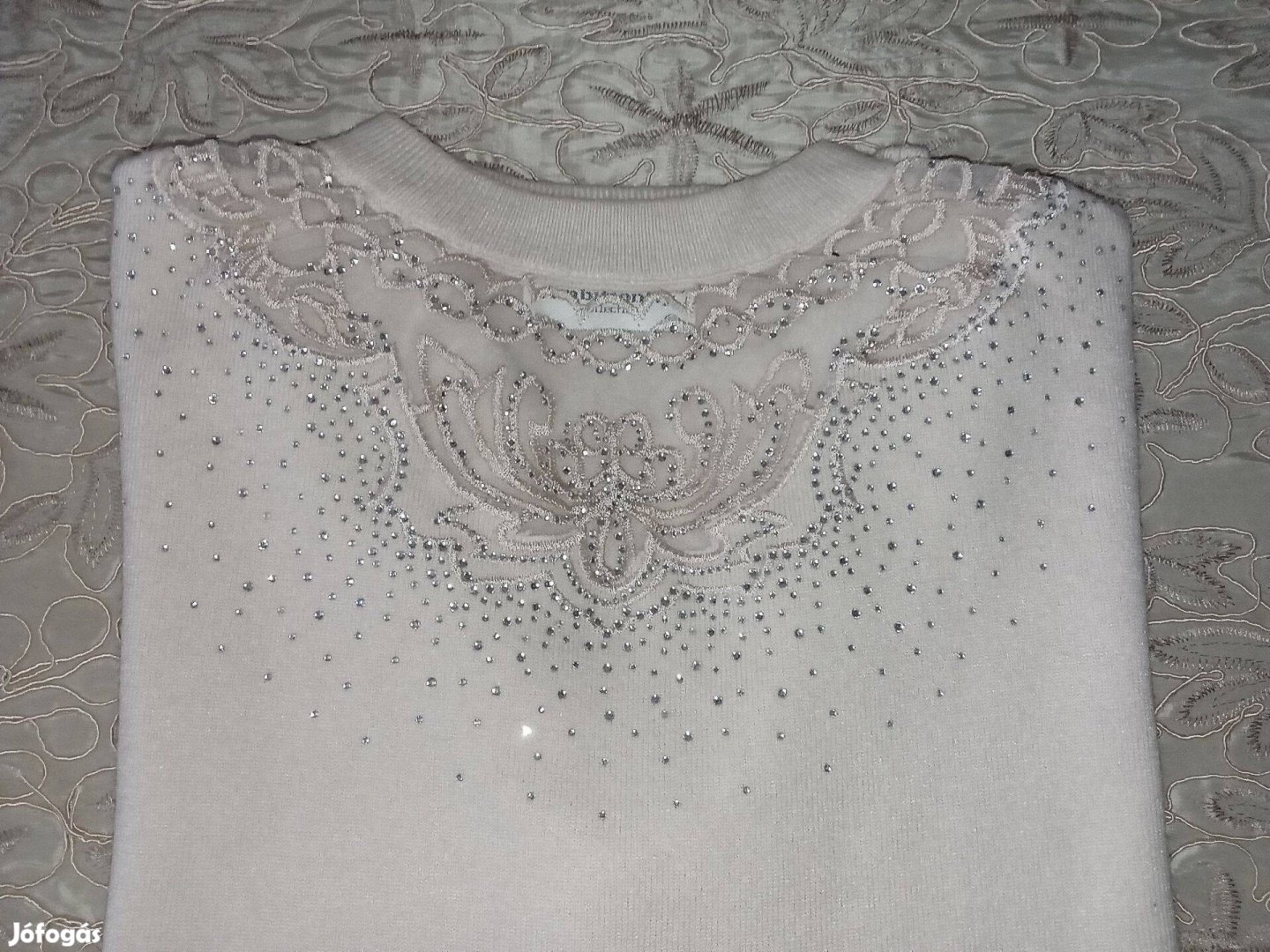 Új - Női alkalmi díszes pulóver - XL-XXL - bézs-krém