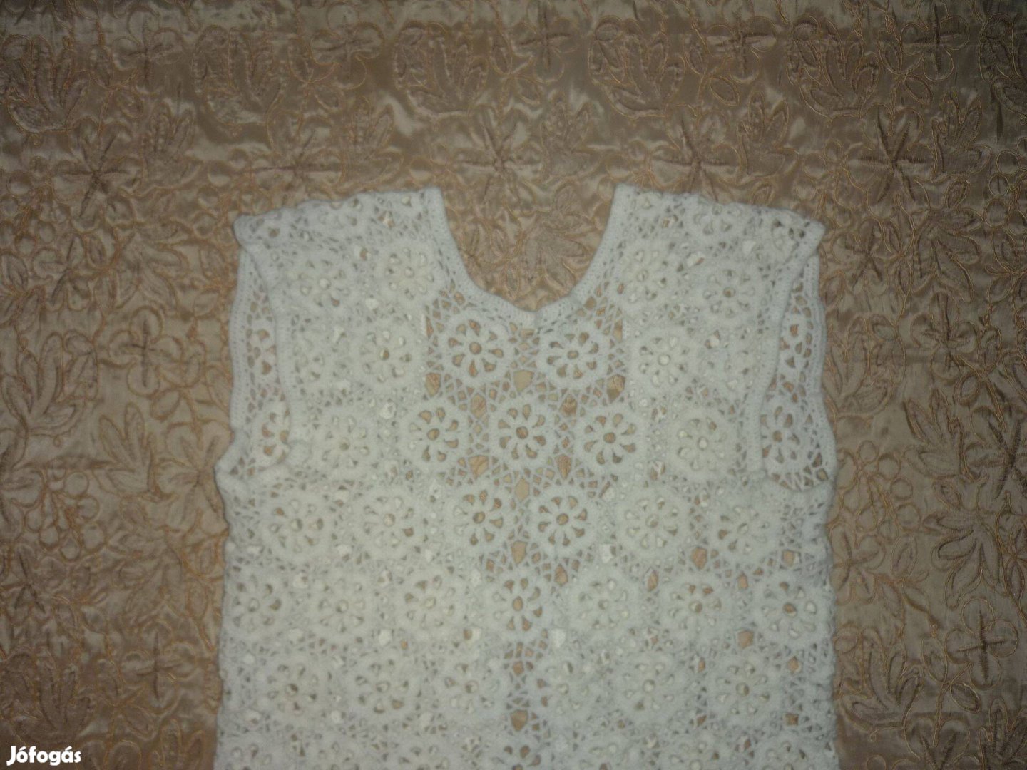 Új - Női csipke mintás horgolt fehér mellény 3840