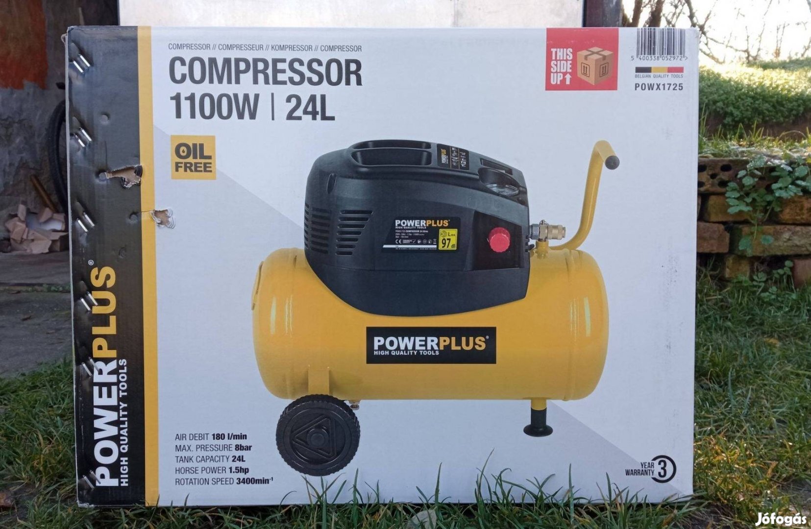 Új ! Olajmentes Kompresszor 8 bar 1100W. 24 L. Légkompresszor