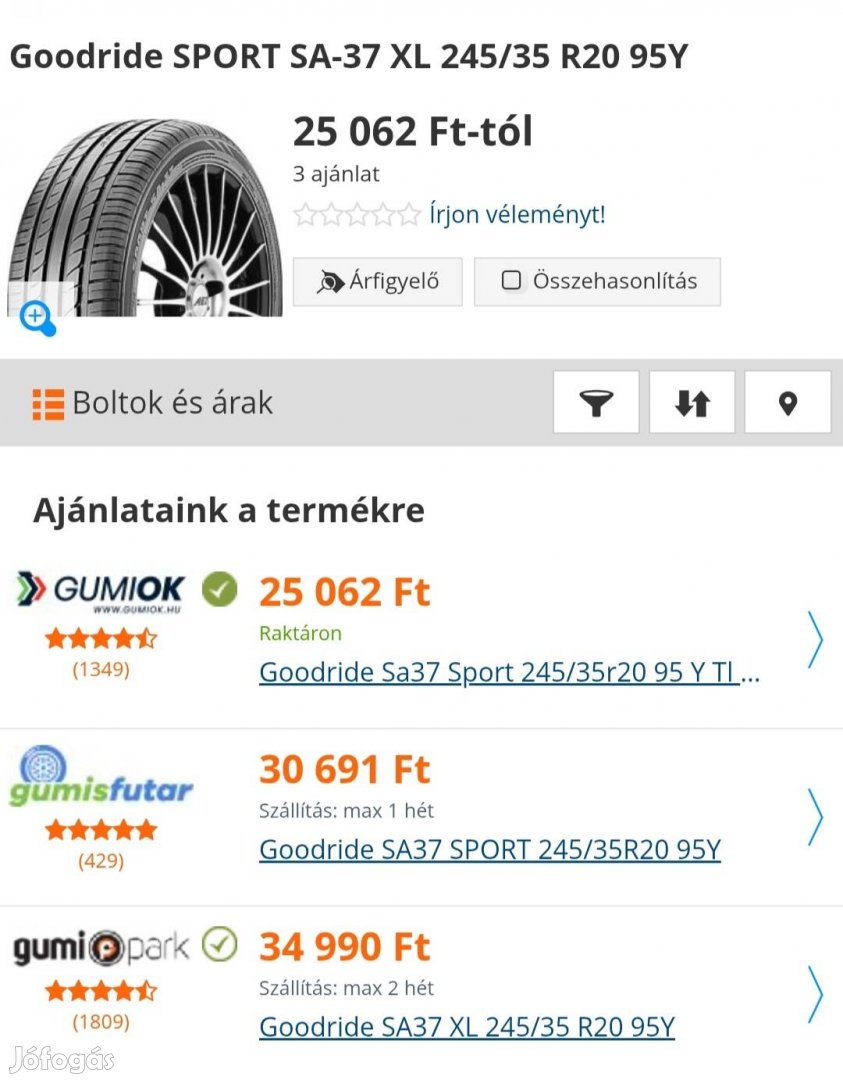 Új!!! 245/35 ZR20 nyári gumi