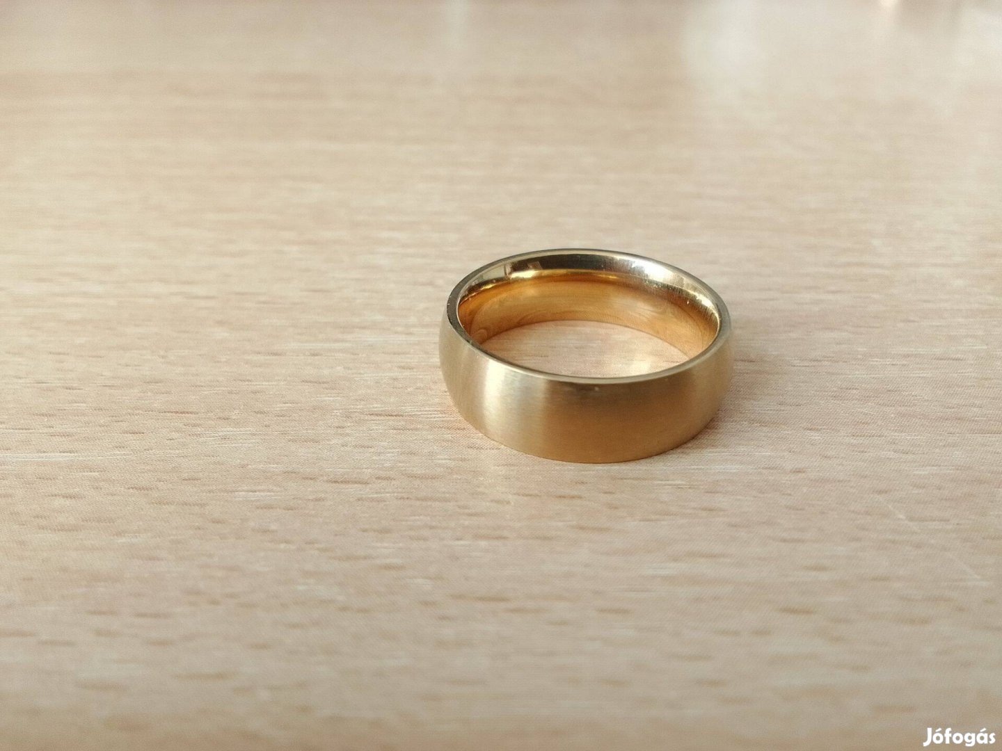 Új, arany színű fém karika gyűrű, 52-es női méret