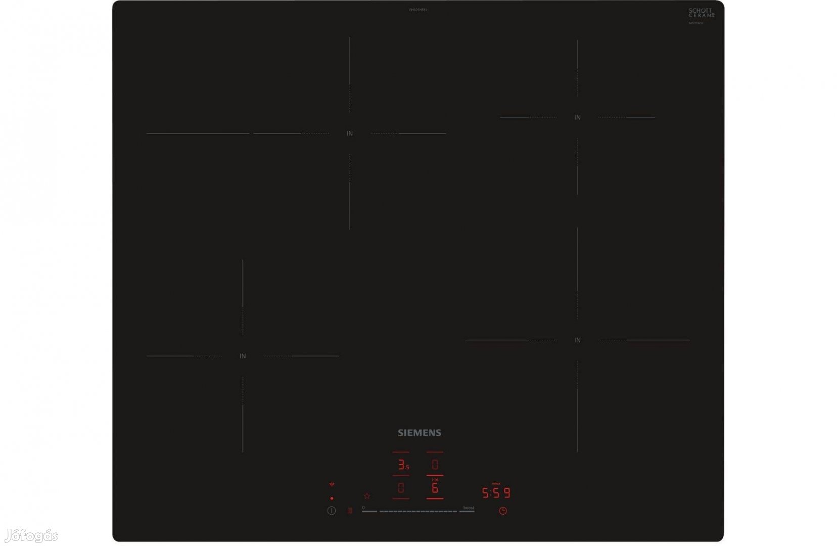 Új, beépíthető indukciós főzlőlap, 60cm, IQ300, Siemens