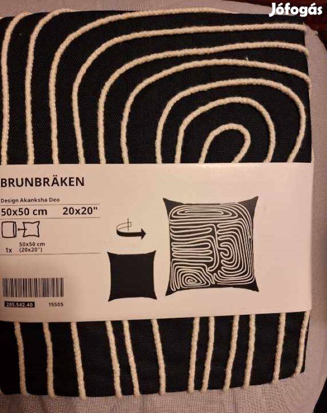 Új, bontatlan Ikea Brunbräken fekete mintás pamut díszpárnahuzat