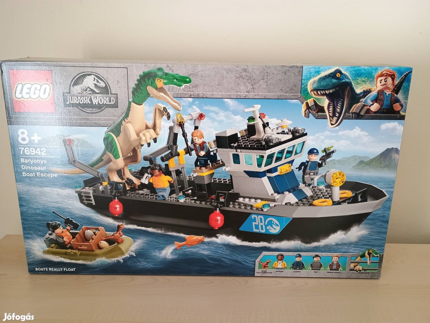 Új, bontatlan Lego Jurassic World 76942 Baryonyx szökés csónakon