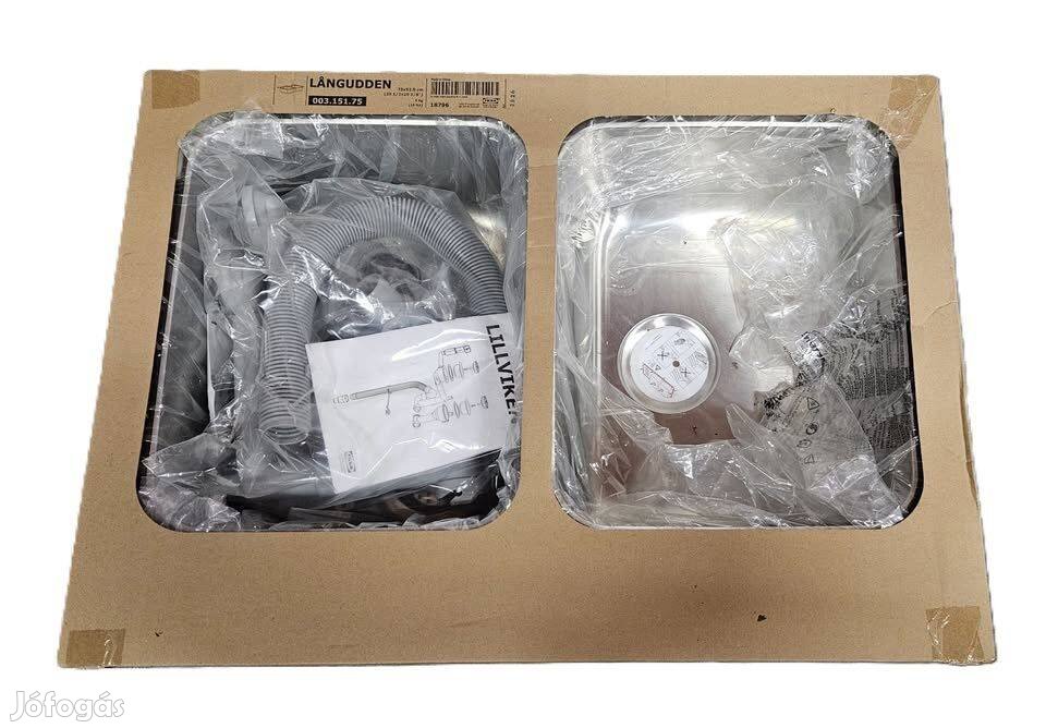 Új, bontatlan, beépíthető dupla medencés, rozsdamentes IKEA mosogató