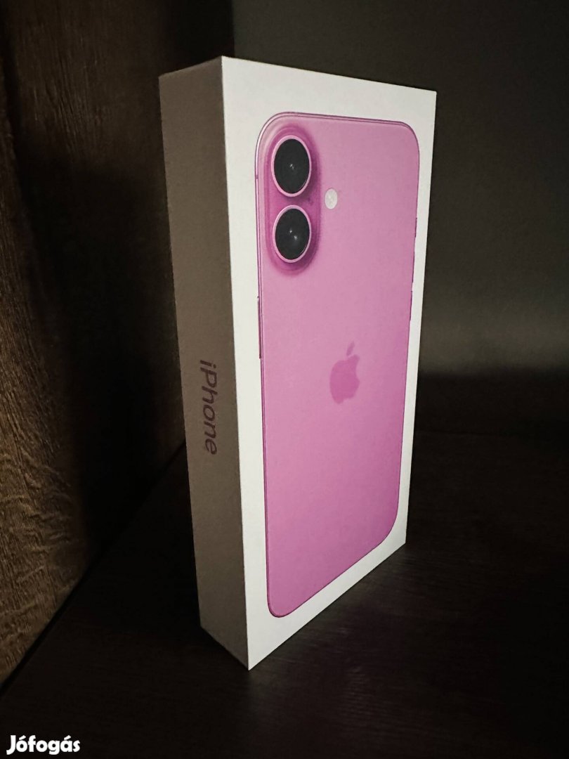 Új, bontatlan iphone 16 PLUS 128GB pink Kártyafüggetlen! 1 év garancia