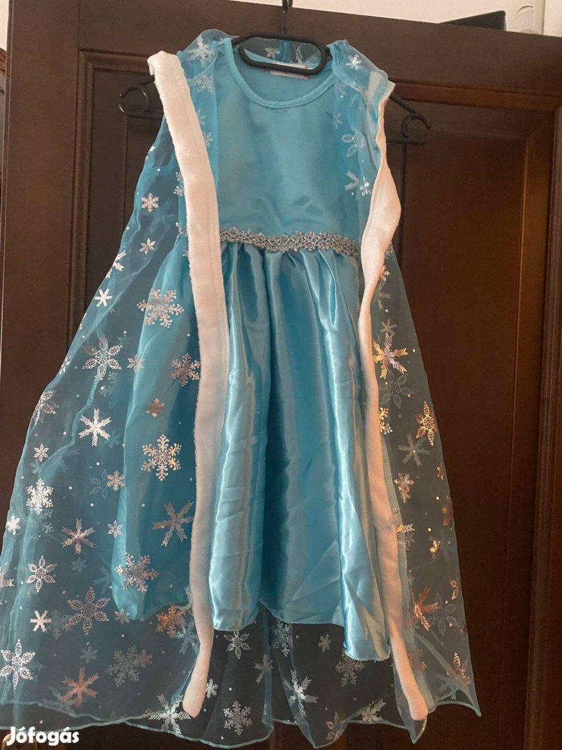 Új, címkés 110-es Frozen ruha palásttal, kesztyűvel