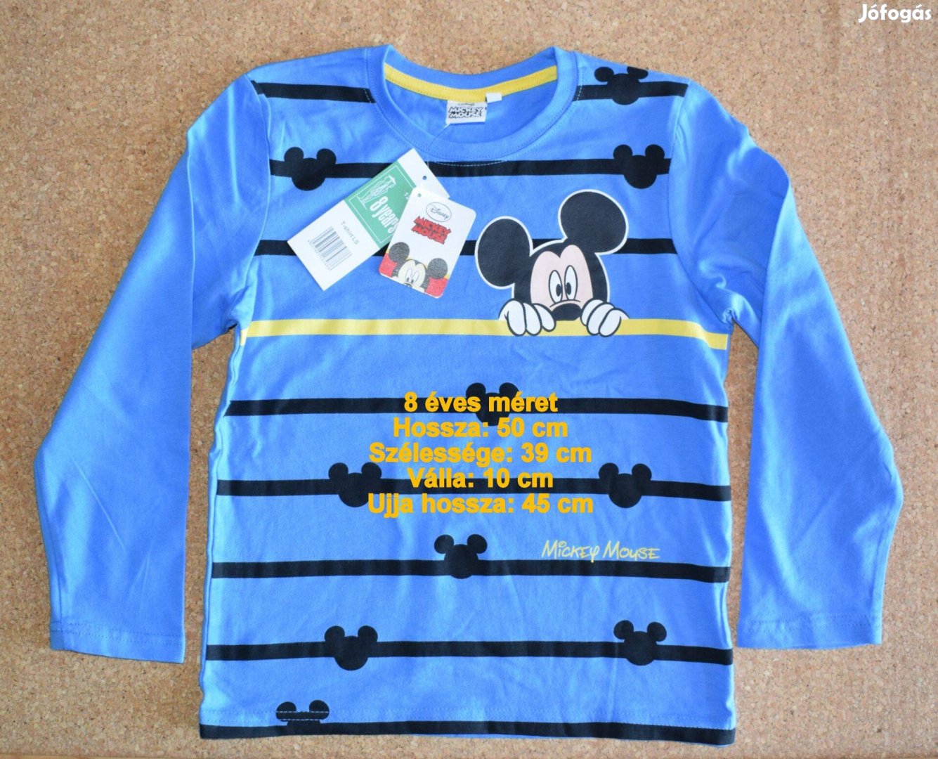 Új, címkés 8 éves méretű Mickey Mouse kék póló