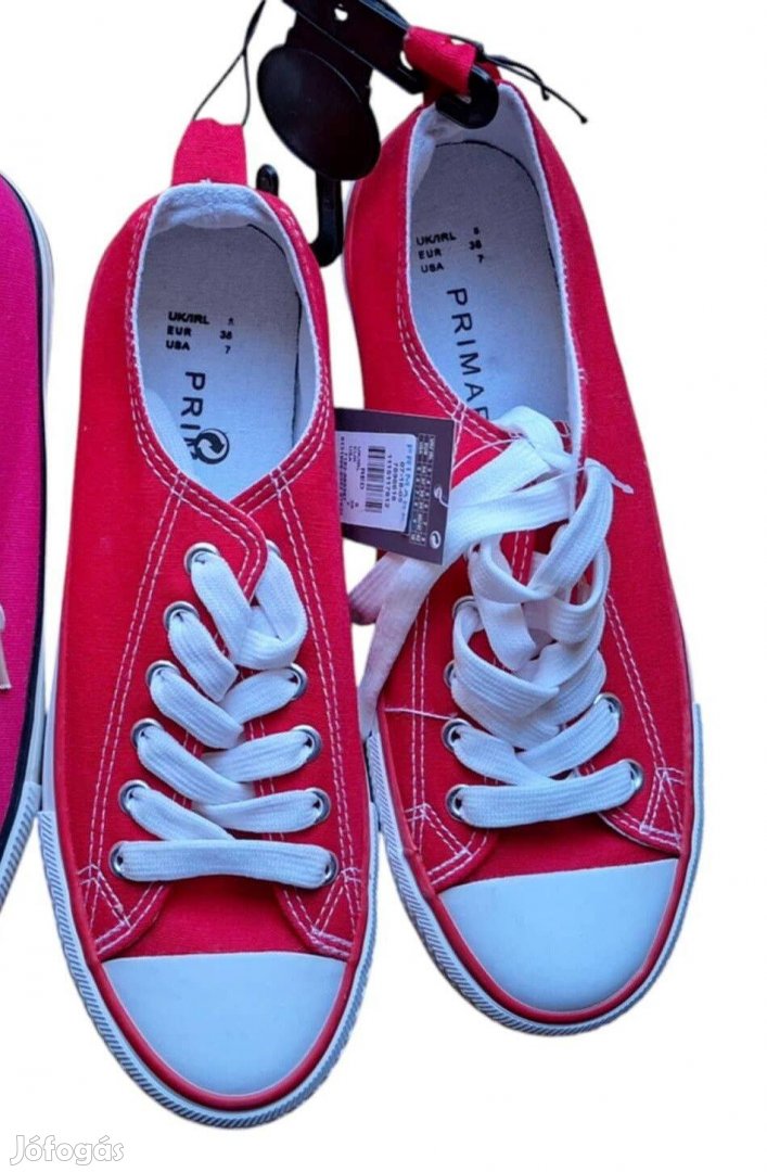 Új, címkés, 38-as, piros Primark női tonacipő/ vászoncipő