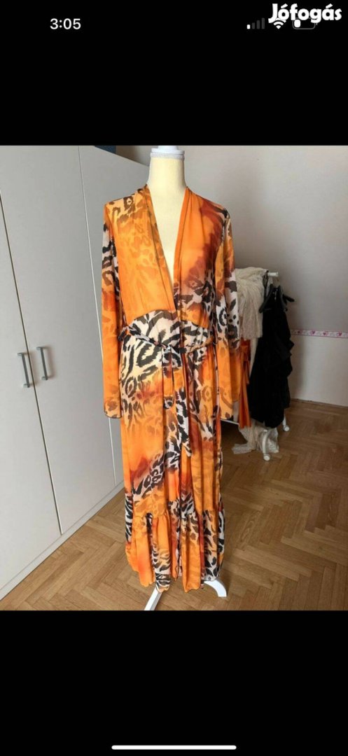 Új, címkés leopárd mintás, könnyű strandruha / otthoni ruha M-XL méret