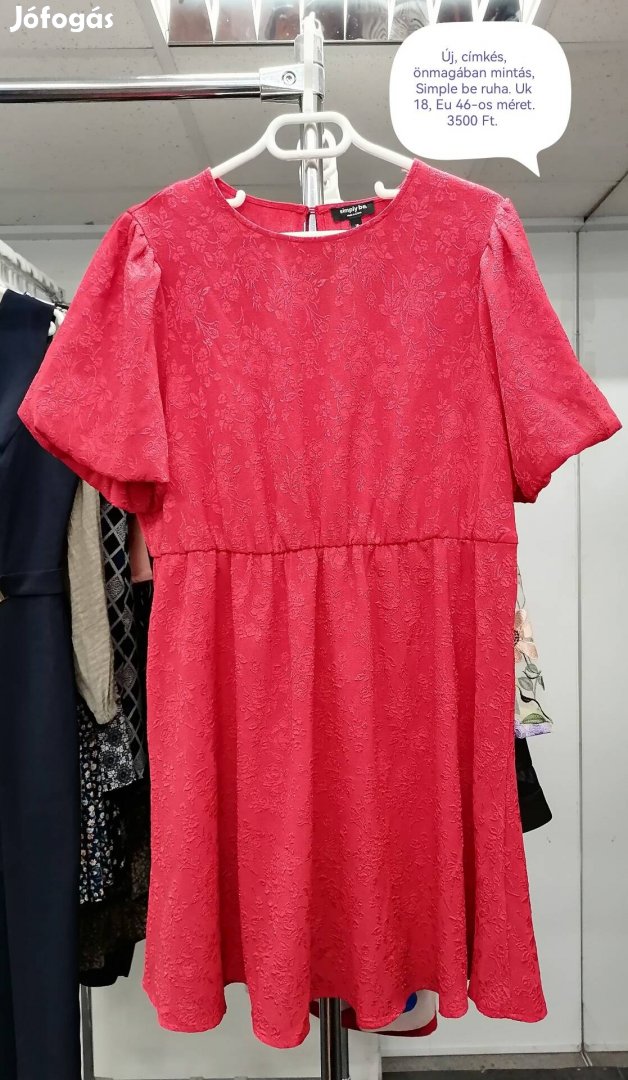 Új, címkés piros Simple Be ruha 46-os 