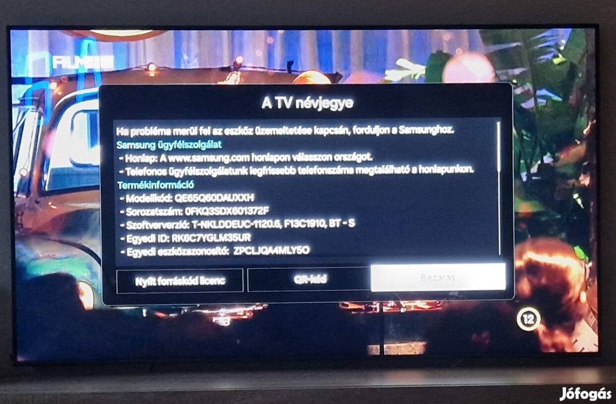 Új, csak kipróbált Samsung QE65Q60D Qled tévé, 3 év garival eladó!