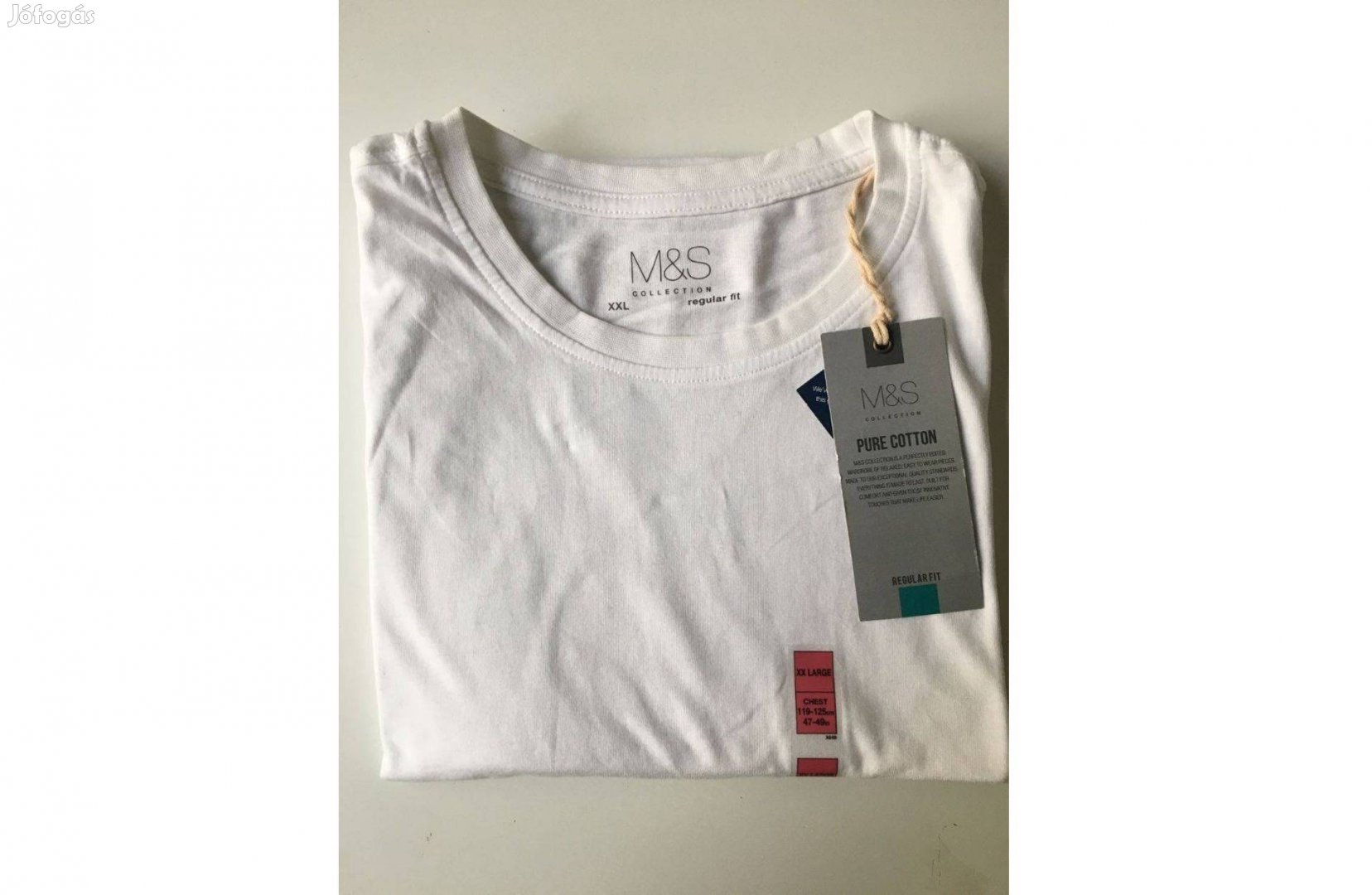 Új, eredeti Marks & Spencer férfi póló, XXL, fehér