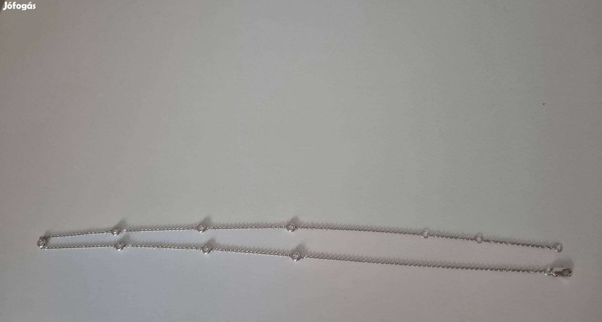 Új, eredeti fehérarany gyémántköves karkötő nyaklánc szett