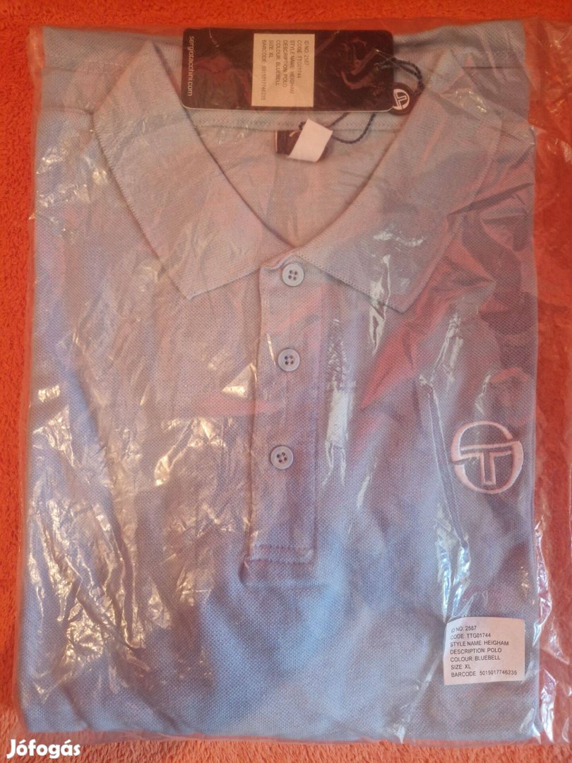 Új, eredeti világoskék Sergio Tacchini rövid ujjú poló XL