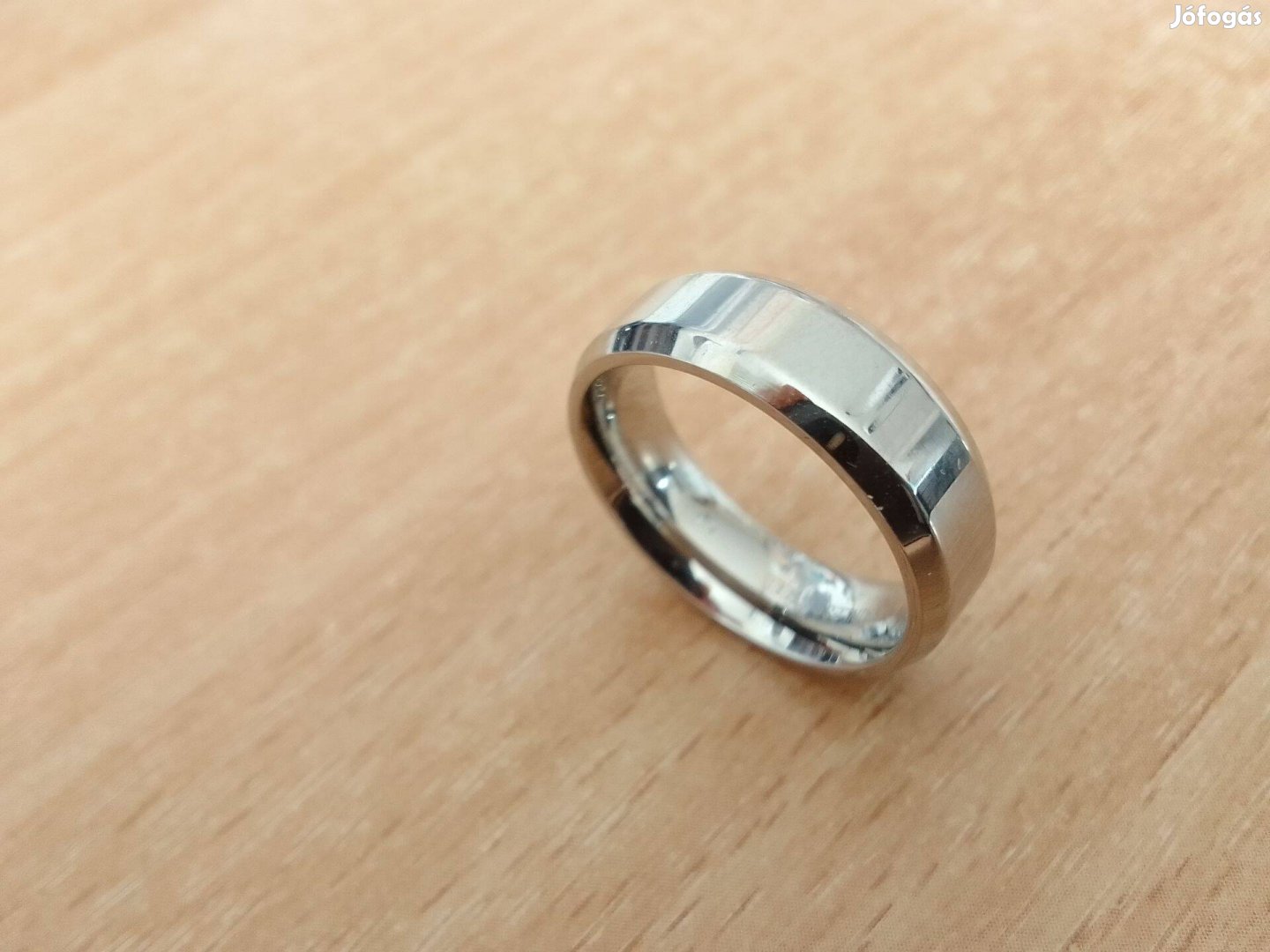 Új, ezüst színű fém karika gyűrű, 52-es női méret
