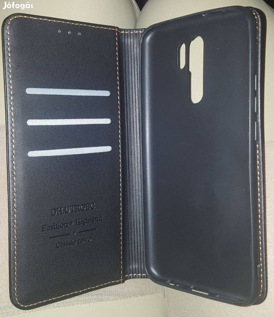 Új, fekete minőségi vegán Xiaomi Redmi 9 telefon tok Akció