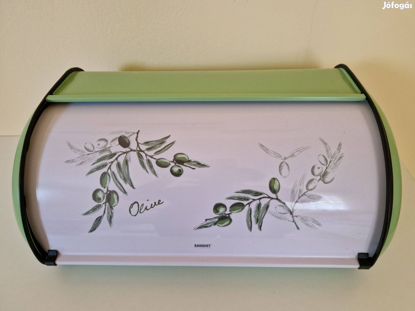 Új, fém, billenőfedeles kenyértartó doboz