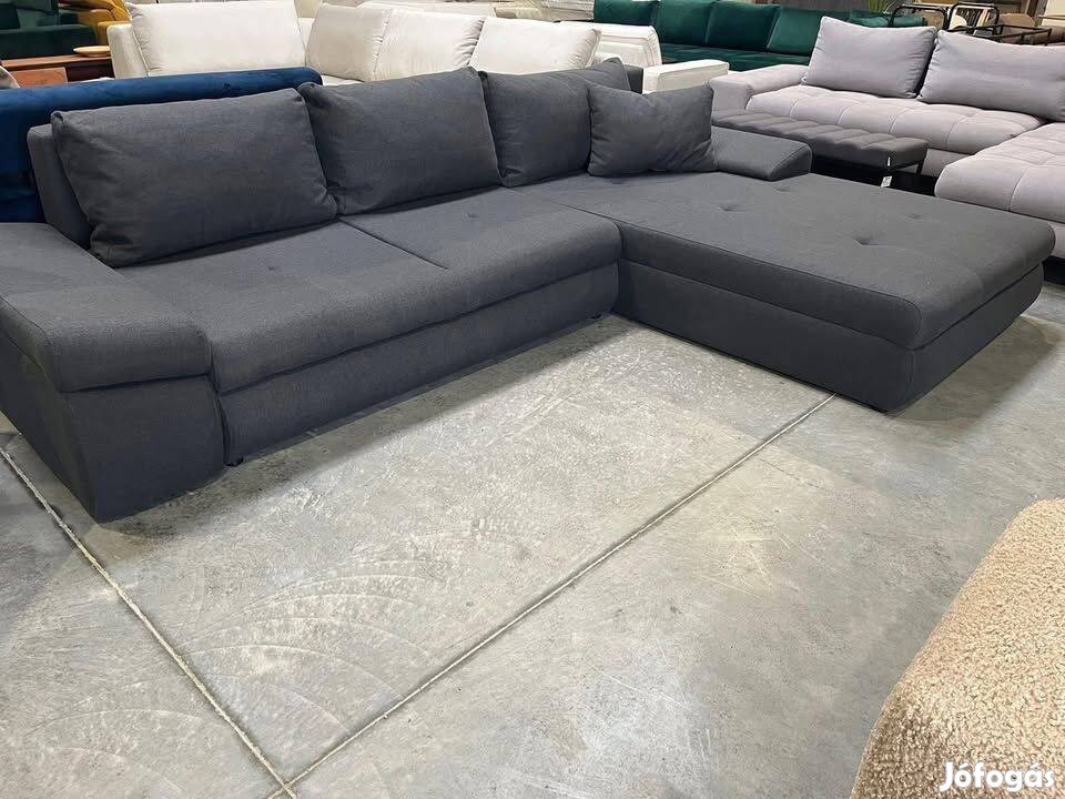 Új, grafit szürke szövet, dupla fekvőfoteles, ágyazható-ágyn