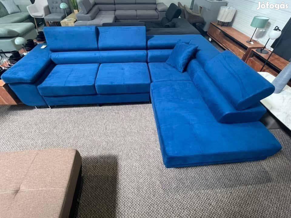 Új, kék színű bársony ágyazható-nagy ágyneműtartós