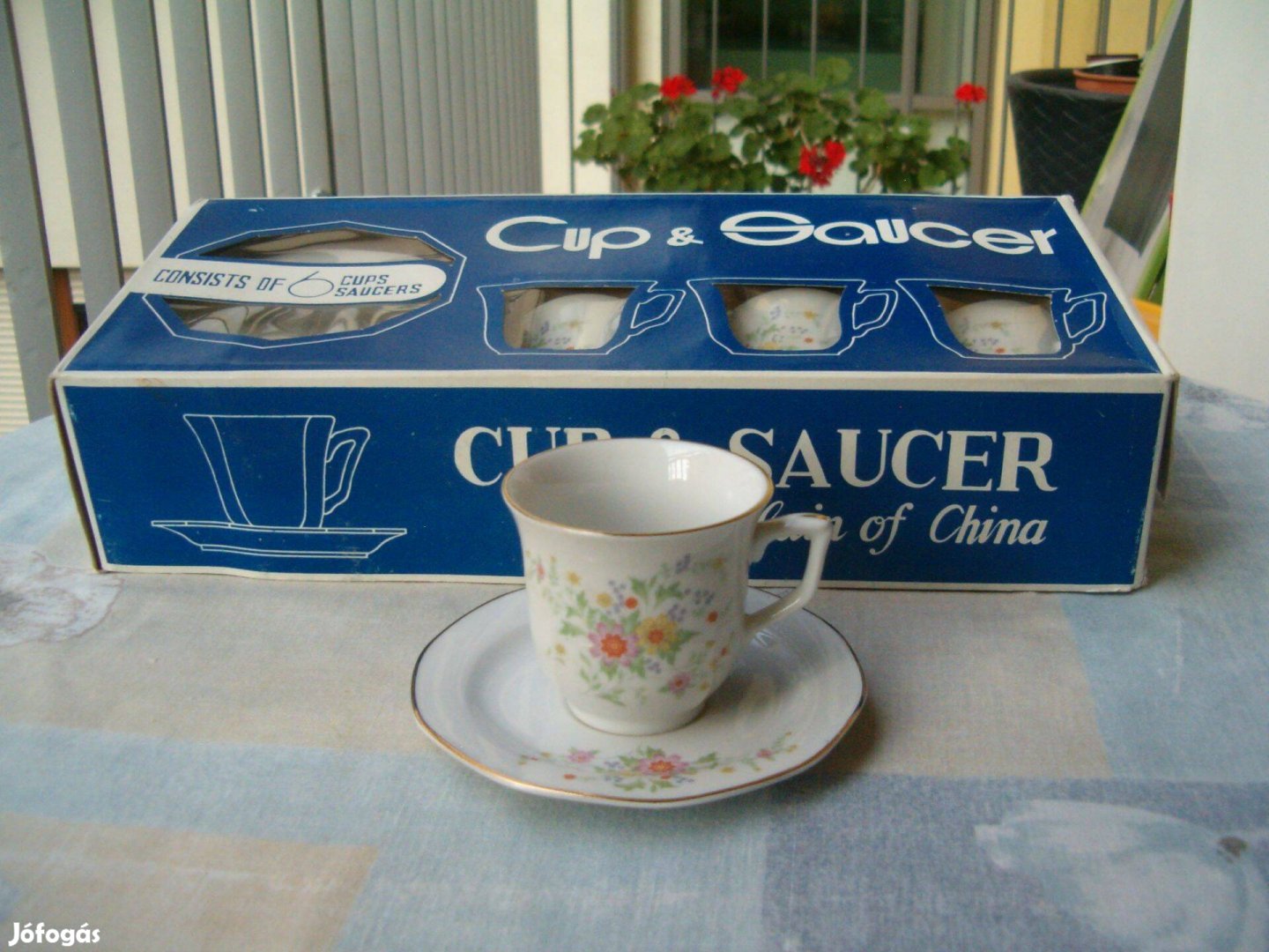 Új, kézzel festett, 6 db-os kínai porcelán kávés készlet