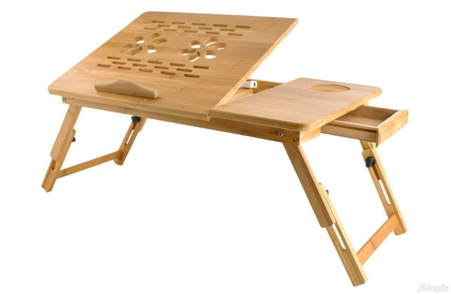 Új, nagy méretű álllítható fa laptop asztal fiókkal - posta is (C17