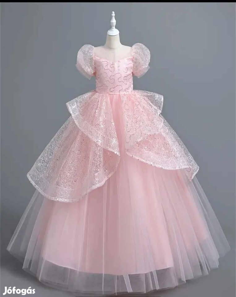 Új, rózsaszín, 150cm magas kislányra, koszorúslány ruha