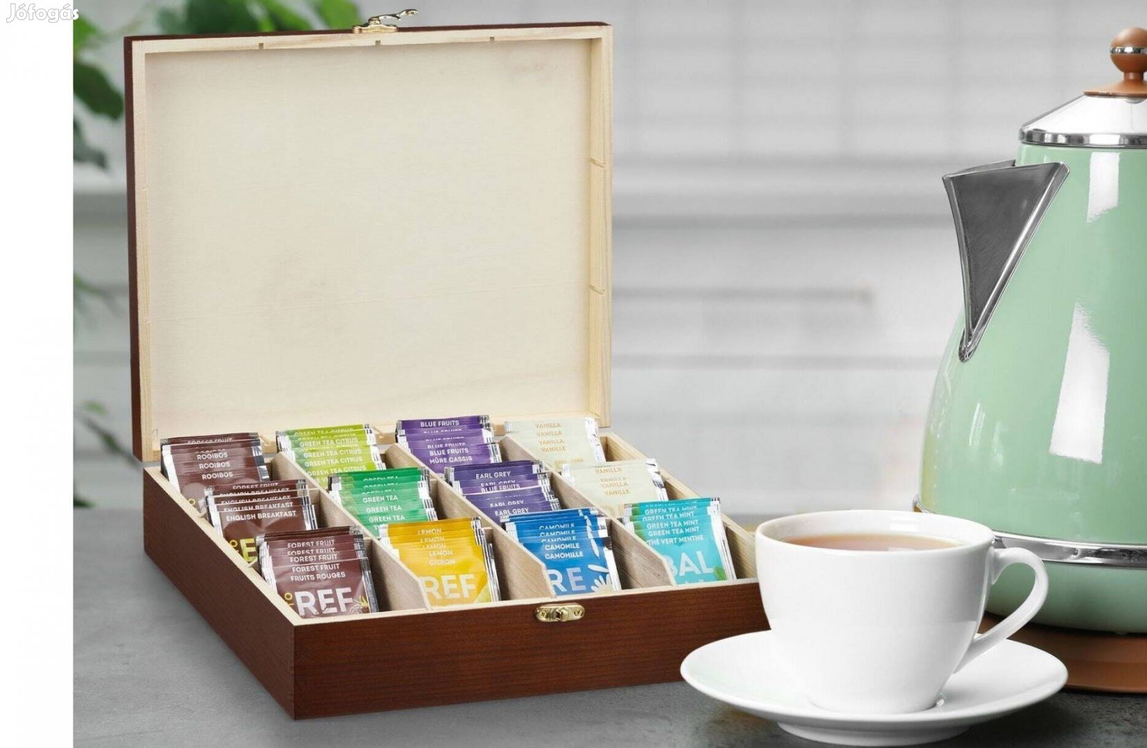 Új, valódi fa teadoboz / ékszerdoboz