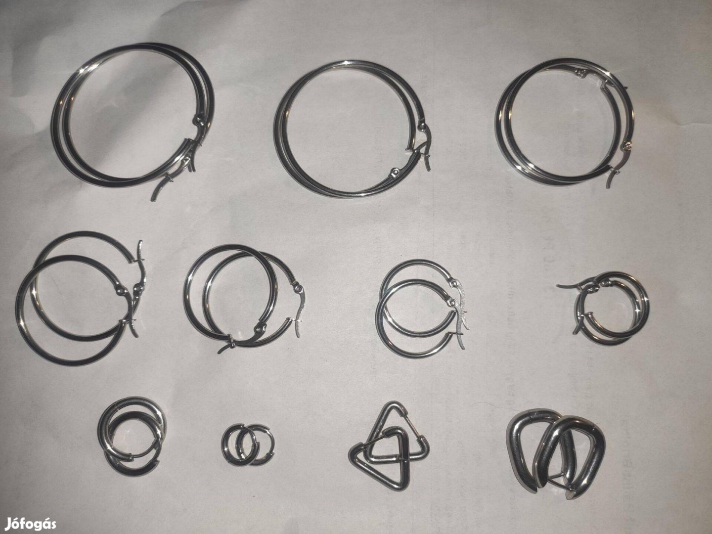 Új acél fülbevaló csomag - karika háromszög ovál - 11 pár