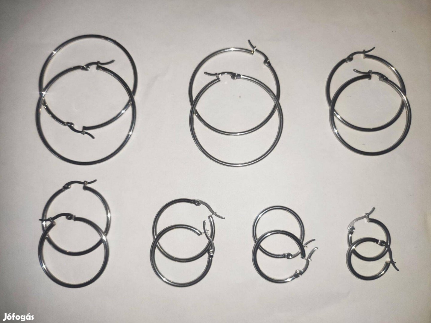 Új acél karika fülbevaló csomag - 7 pár (különböző méret) ezüst