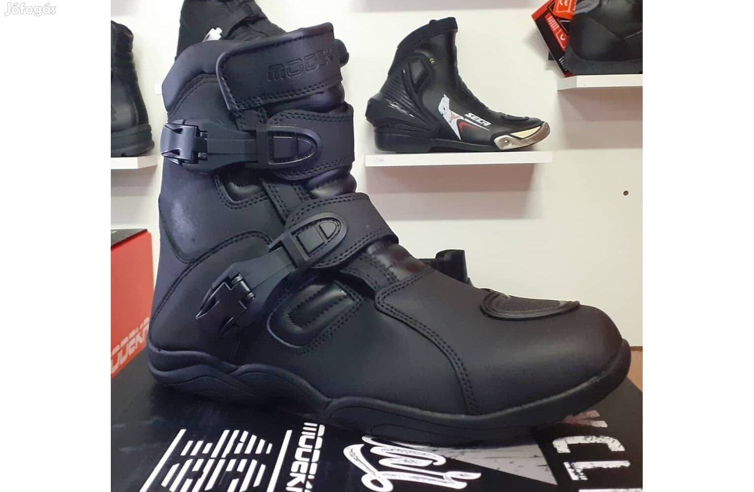 Új alacsony szárú csattos Modeka Német motoros csizma