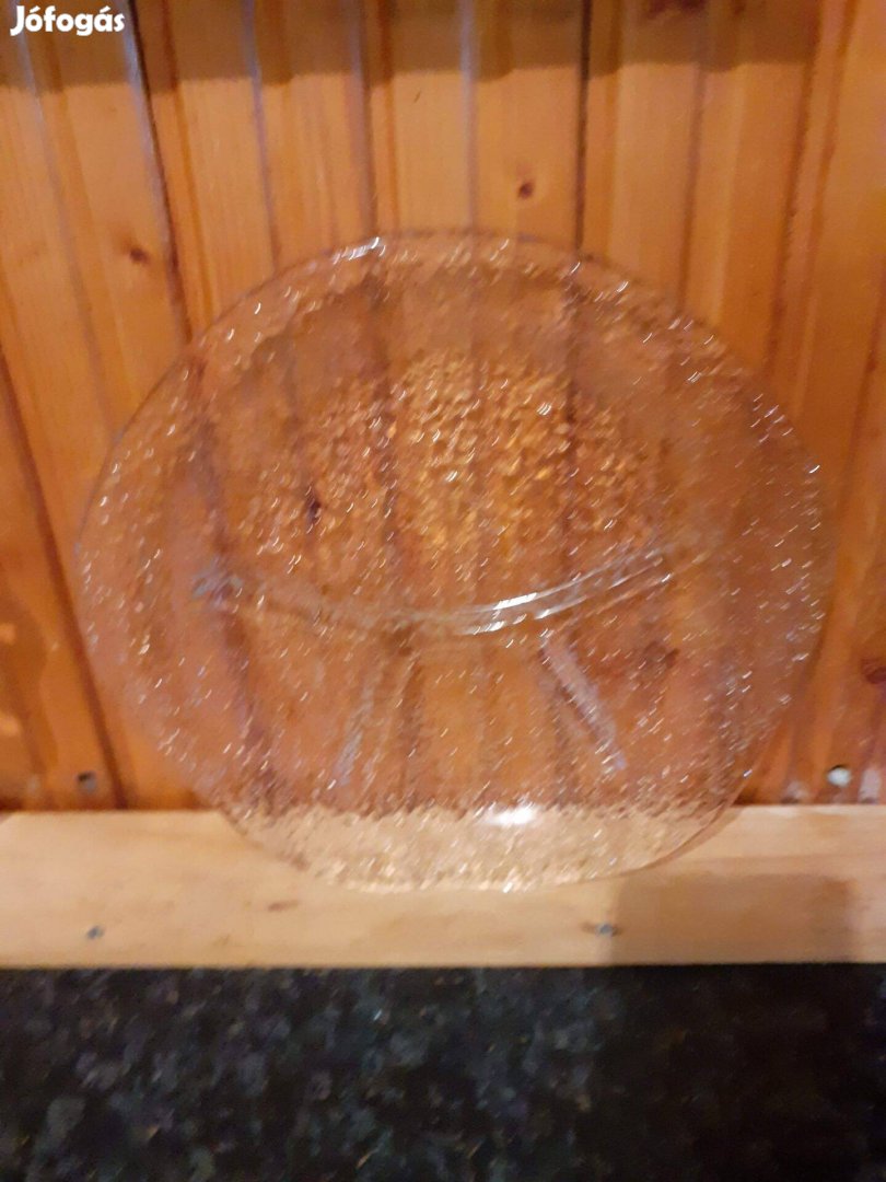 Új állapotú art deco üveg kínáló tál átm 26cm