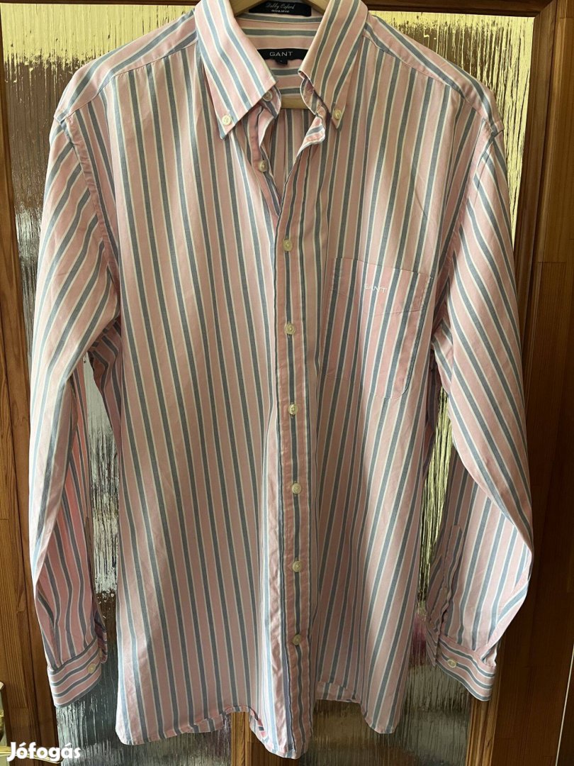 Új állapotú rózsaszín Gant ing halvány szürke csíkokkal
