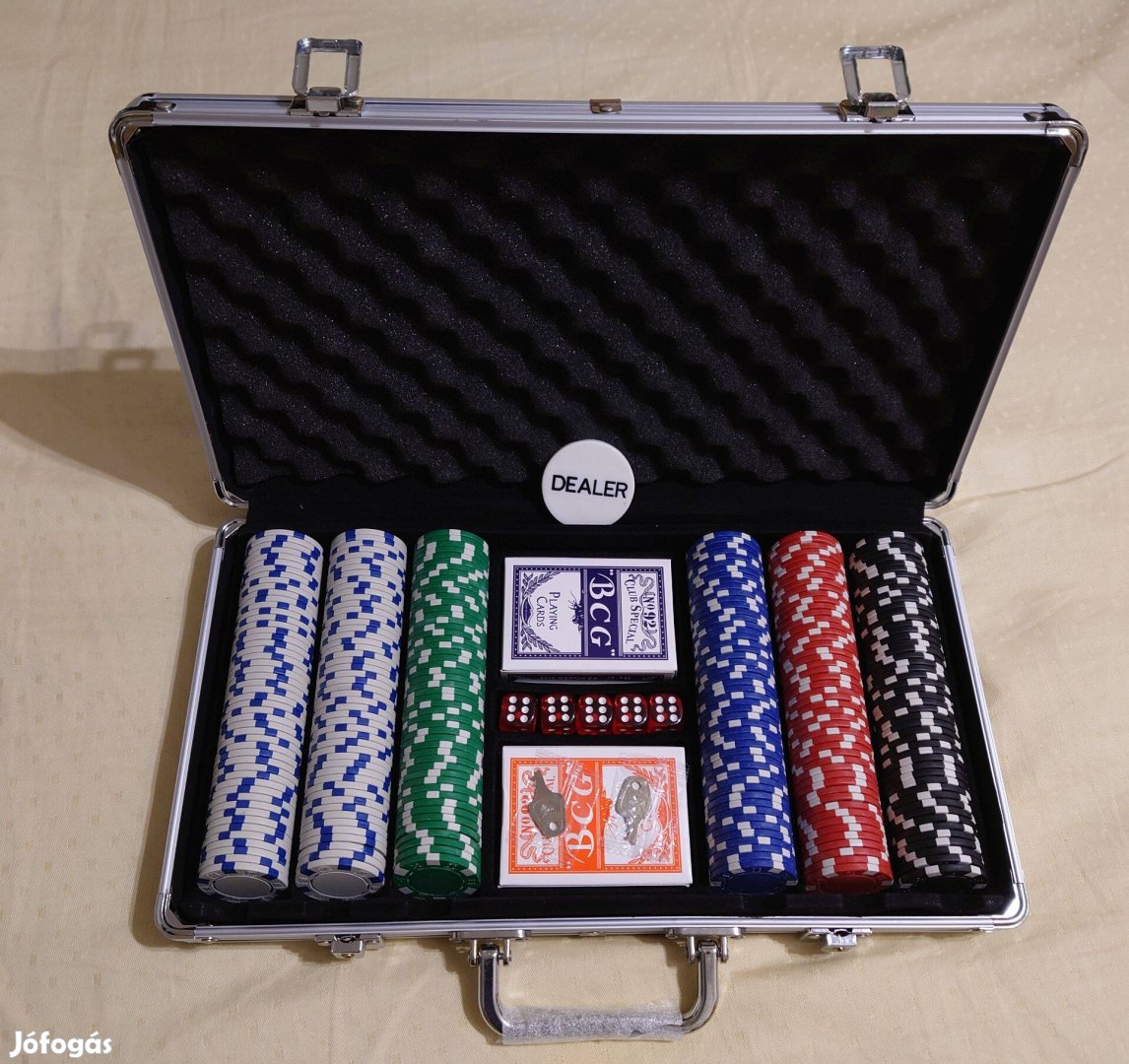 Új alu bőröndös póker készlet 300 darab zsetonnal, Regio