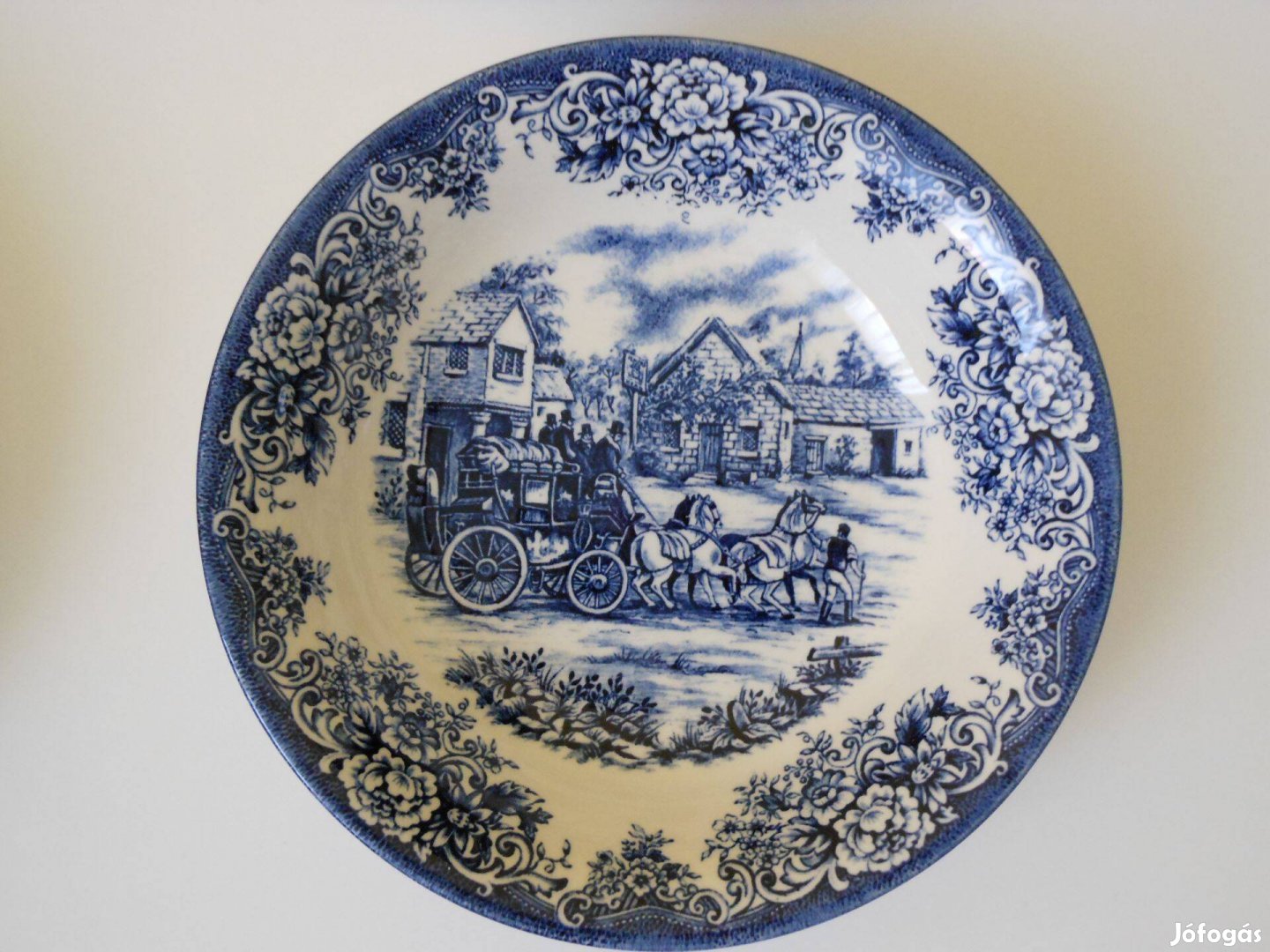 Új angol kék porcelán Royal Stafford 1845 Fine Earthenware, 4 db