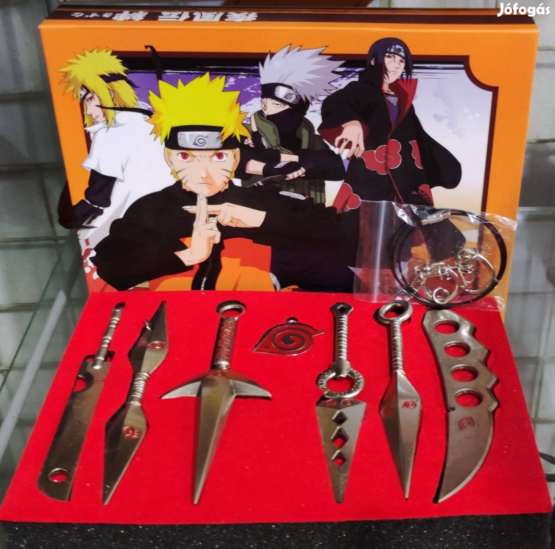 Új anime Naruto kunai szett nyaklánc és kulcstartó