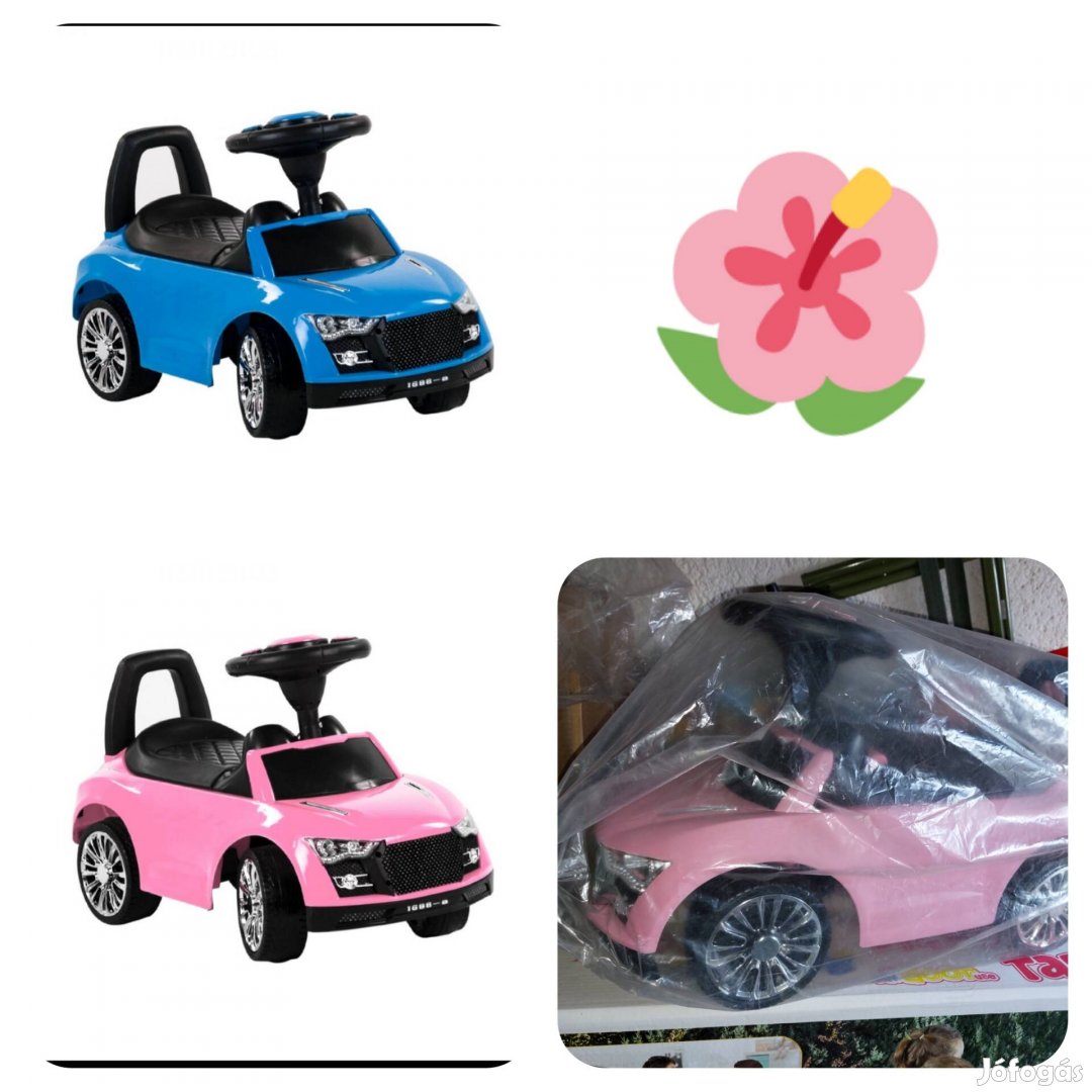 Új autó formájú bébitaxi rózsaszín van 