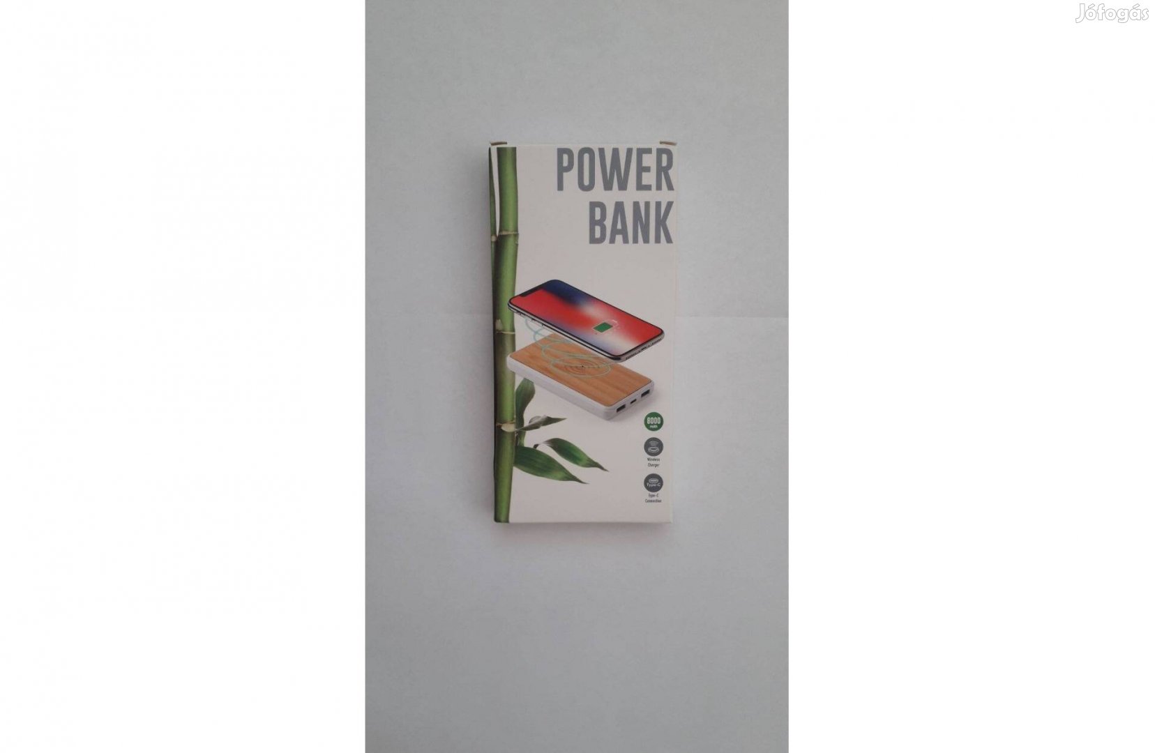 Új bambusz USB powerbank 8000 mAh USB töltőkábellel
