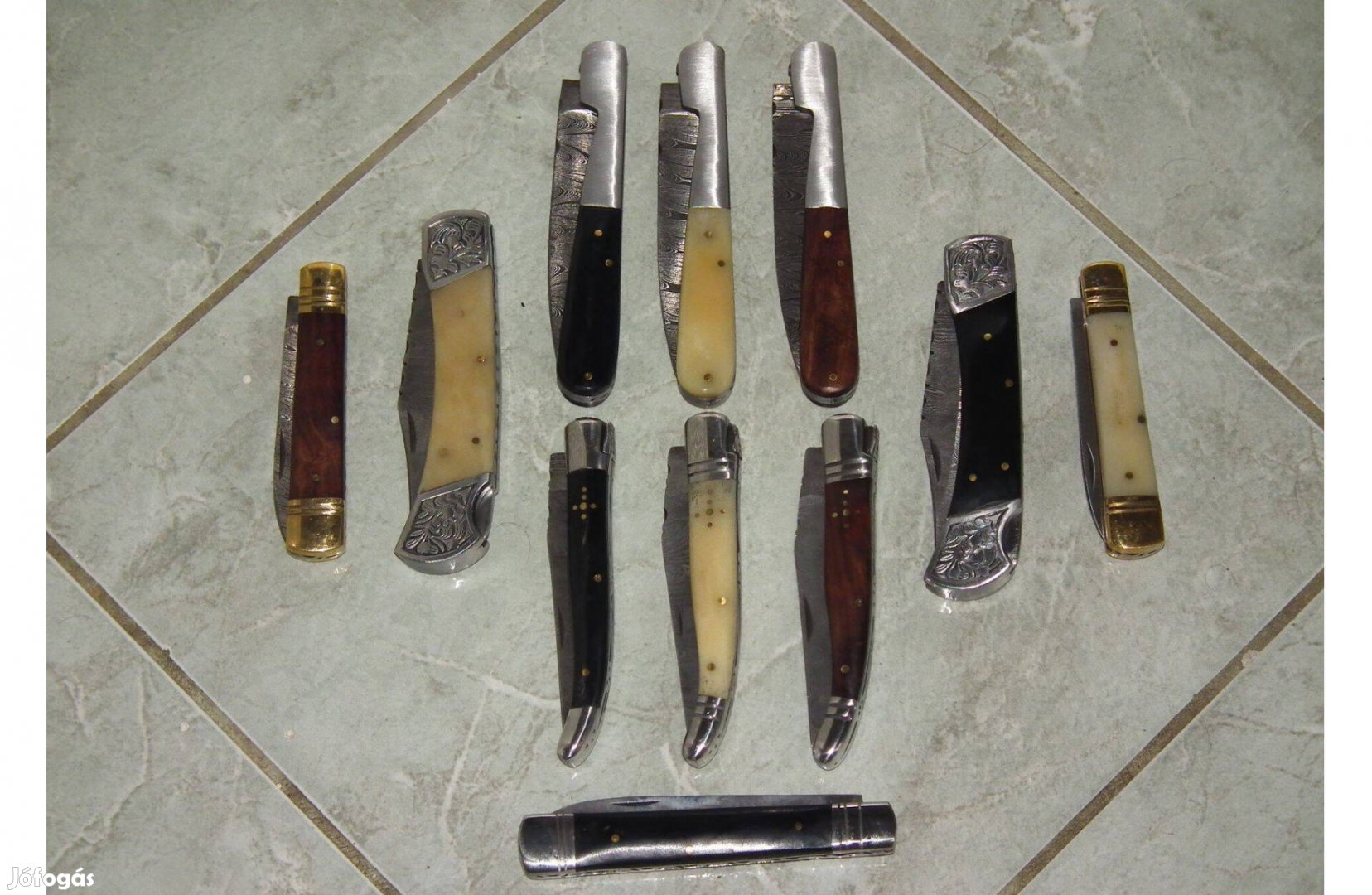 Új bicska zsebkés kés damaszk acél vagy szénacél 1095