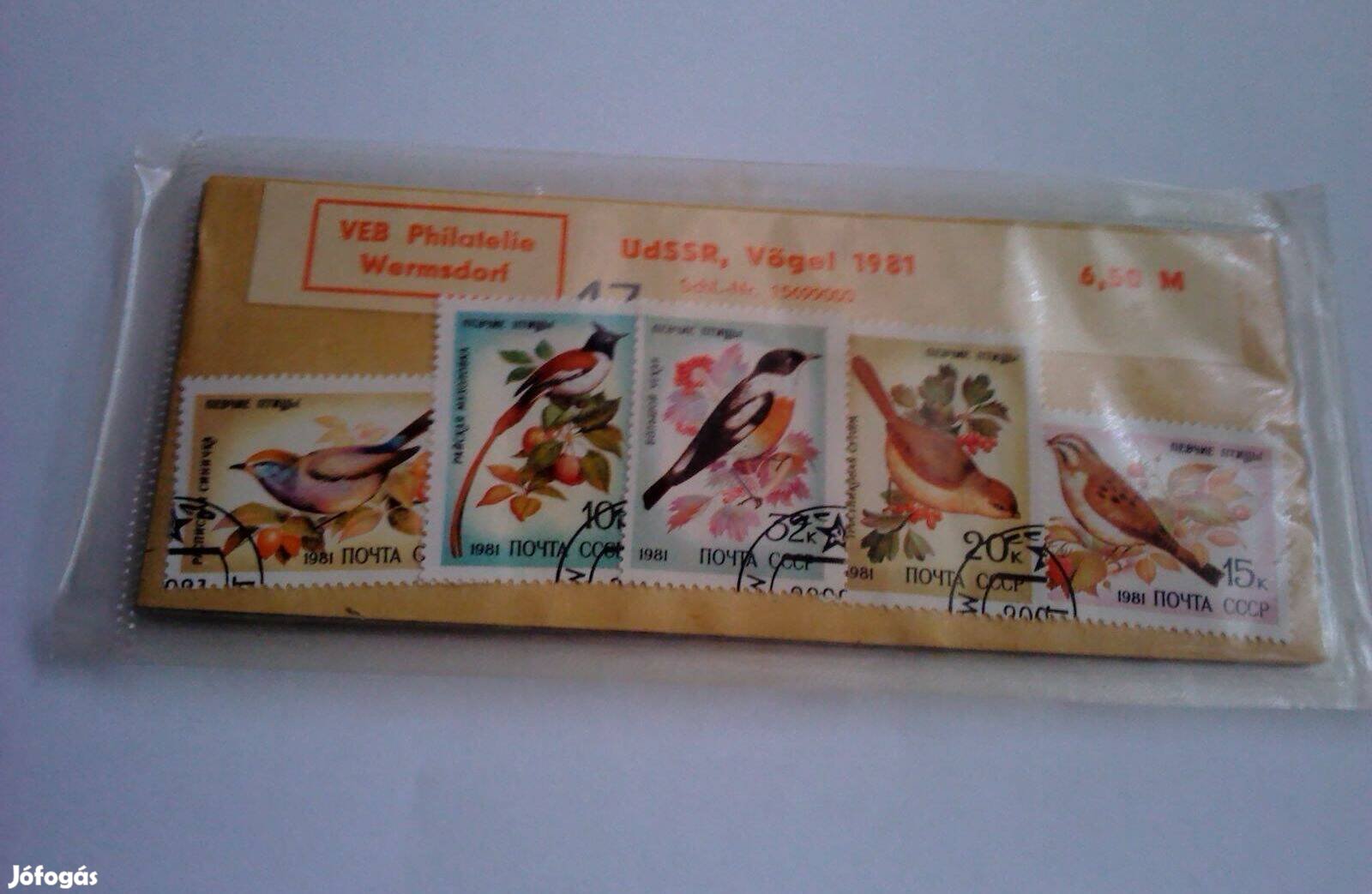 Új bontatlan 5 db-os pecsételt bélyeg csomag madarak, UdSSR Vögel 1981
