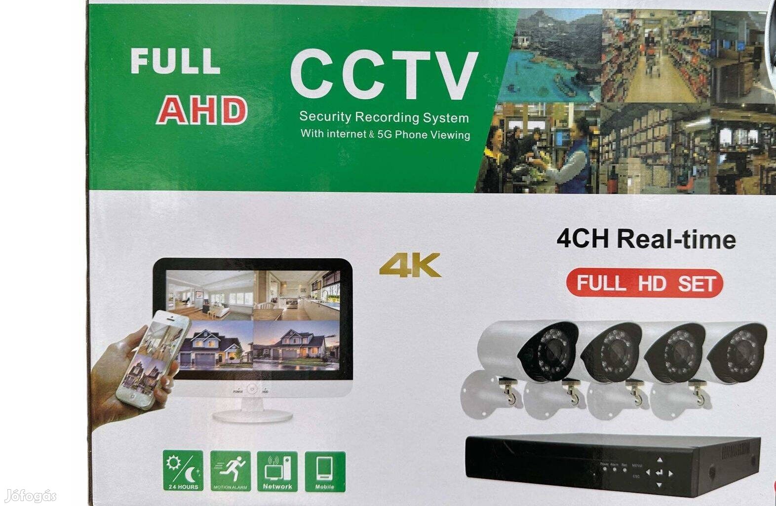 Új bontatlan Full AHD CCTV 4 kamerás komplett megfigyelő rendszer