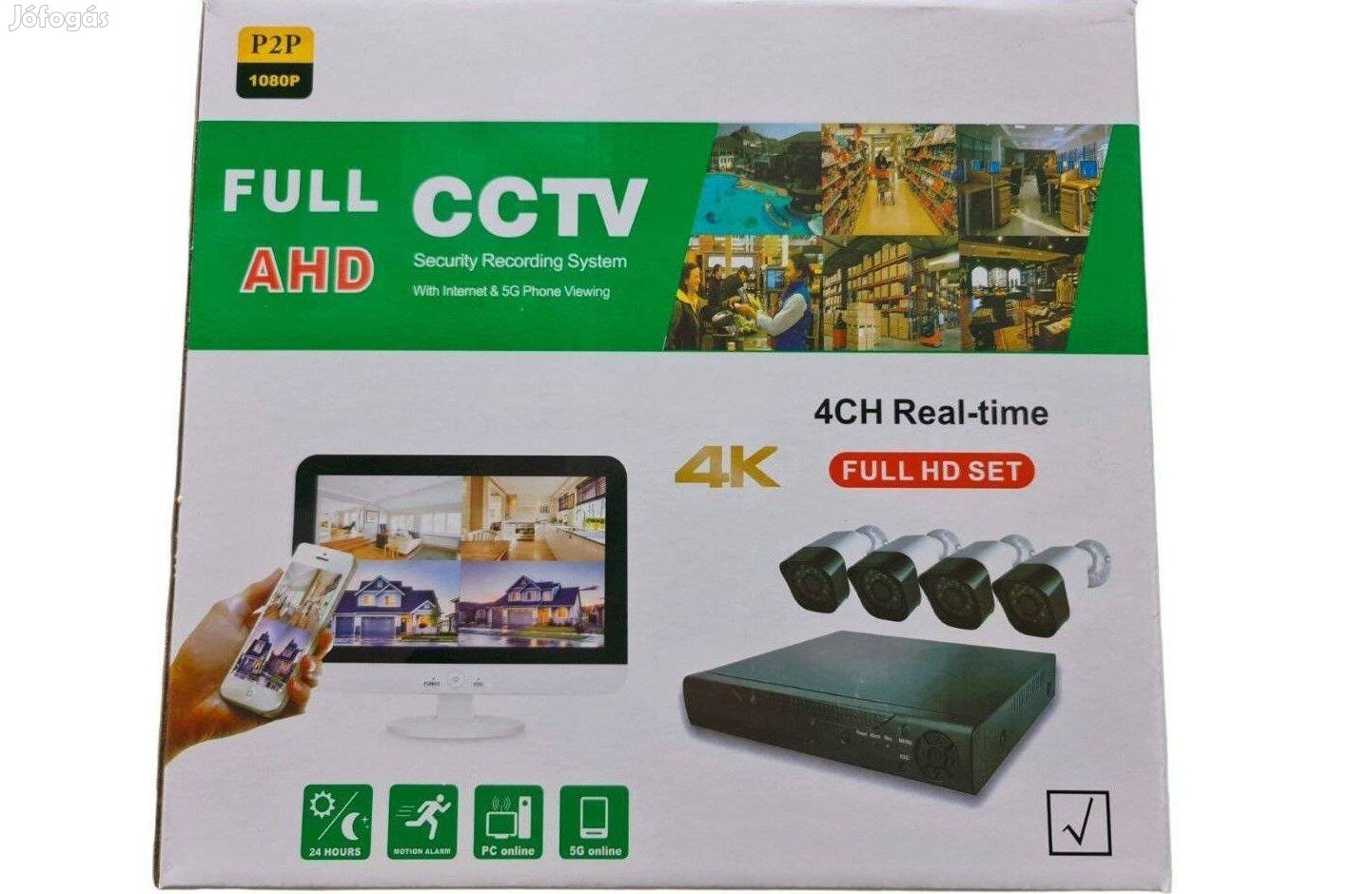 Új bontatlan Full AHD CCTV 4 kamerás komplett megfigyelő rendszer
