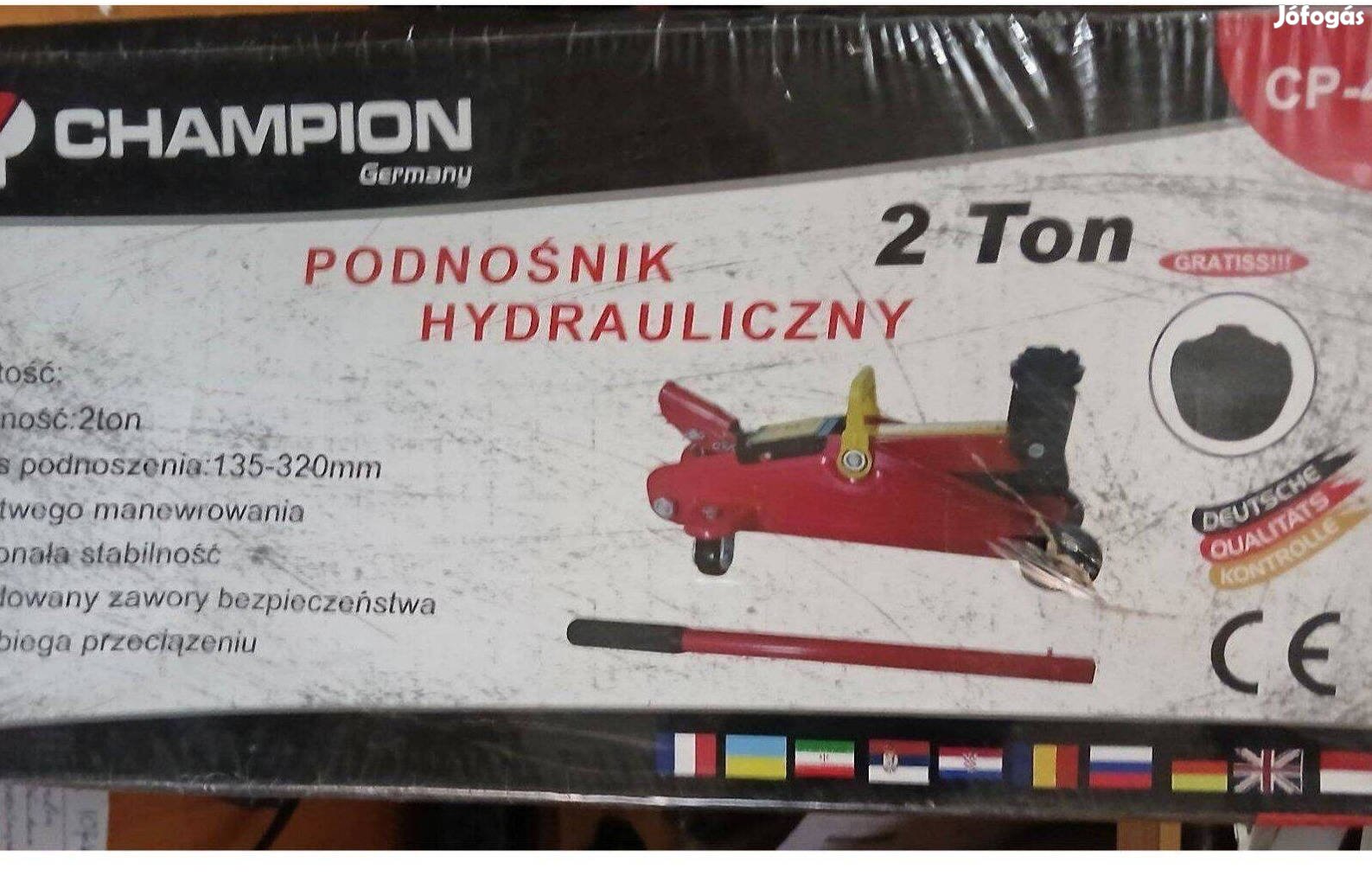 Új bontatlan Hidraulikus emelő, 2T, 135-320 mm, Champion CP-480