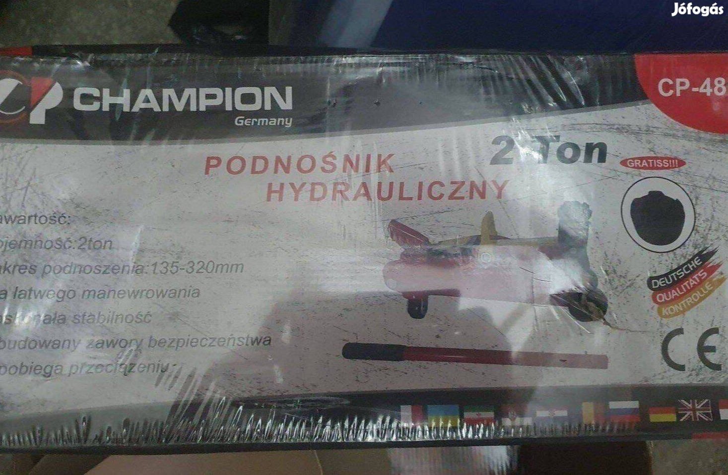 Új bontatlan Hidraulikus emelő, 2T, 135-320 mm, Champion CP-480