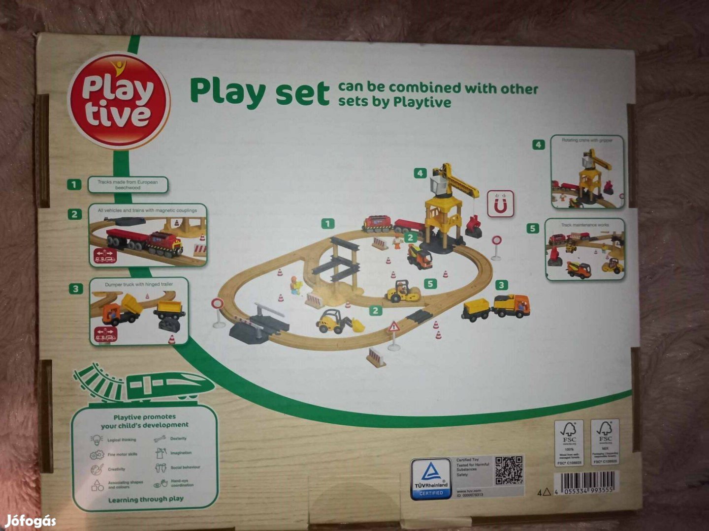 Új bontatlan Playtive Construction Site Train Set - Építkezés, 59 dara