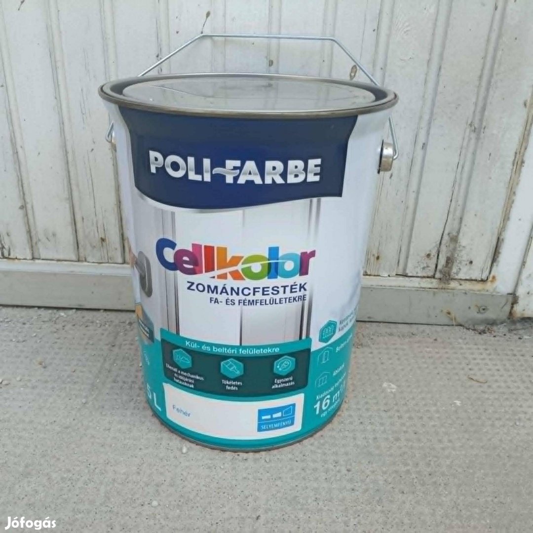Új bontatlan Poli Fabre fehér zománcfesték fa és fém felületre 5Liter!