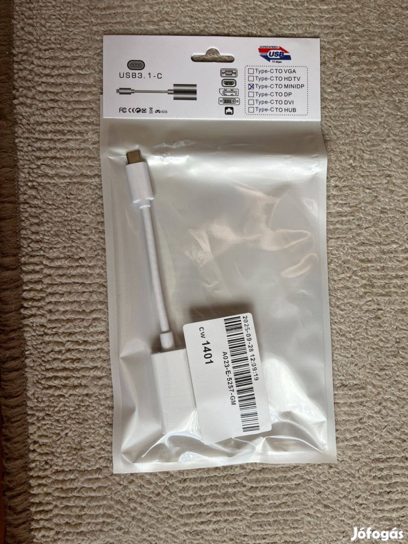 Új bontatlan USB - C - Mini Display Port adapter kábel eladó