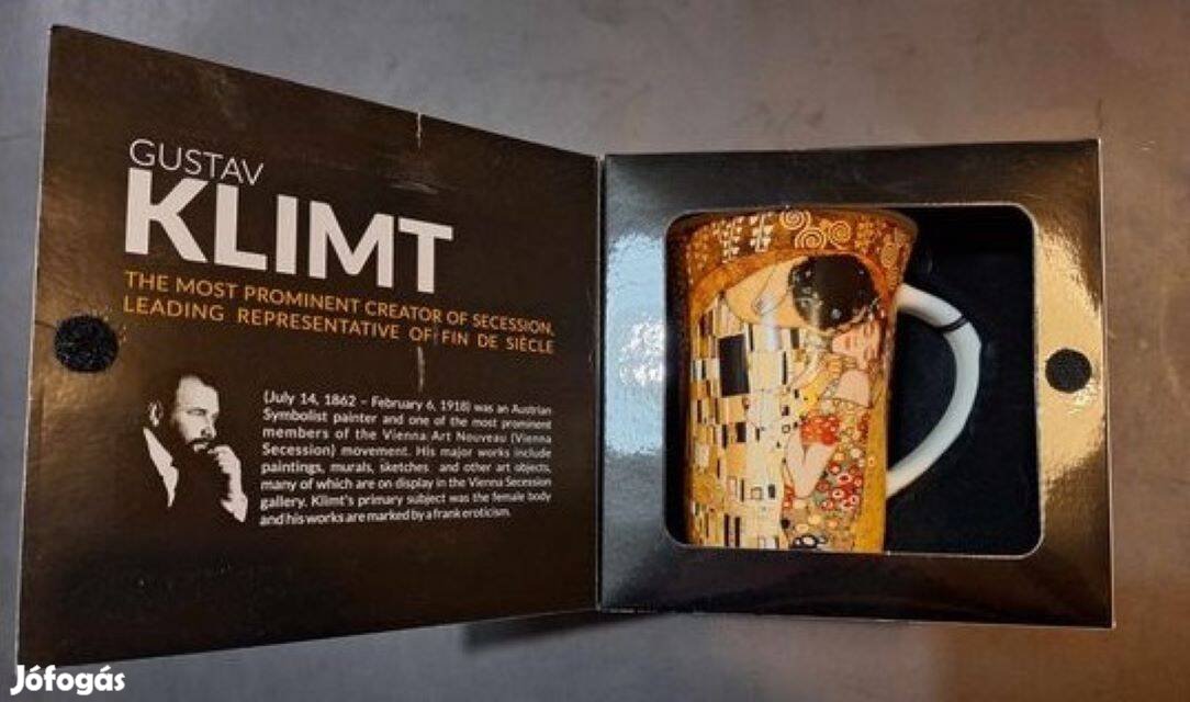 Új bontatlan, ajándékozható, díszdobozos Klimt: A csók reprós csésze
